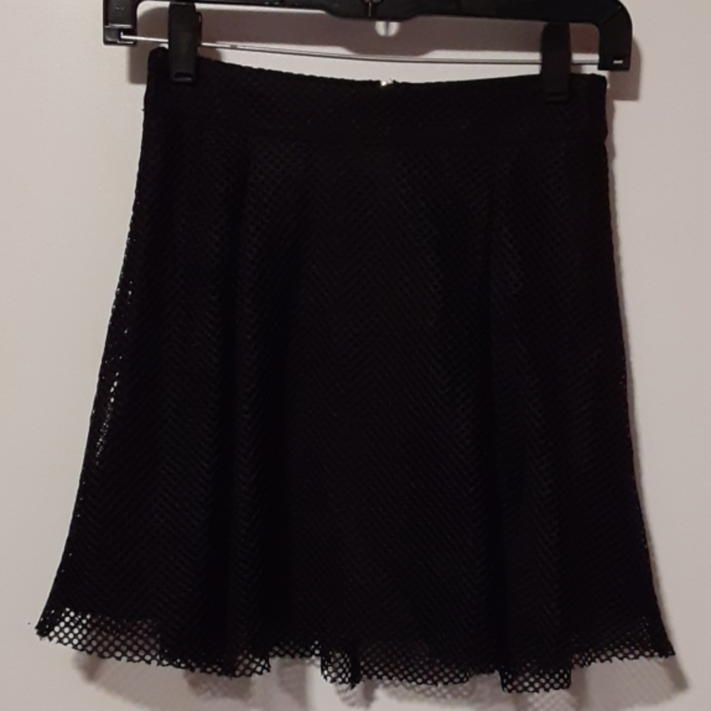 Black fish net skater mini skirt